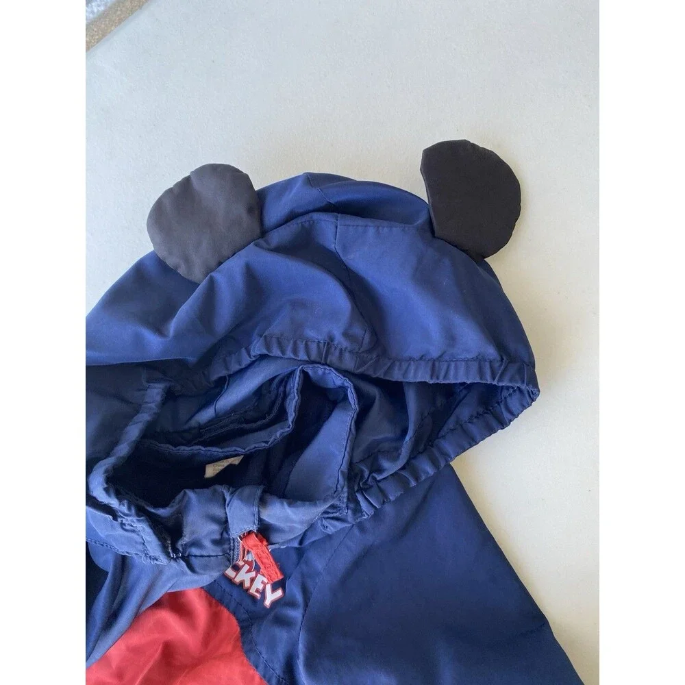 H&M Disney Mickey Mouse Hooded Jacket 3D Ears Fleece Lined Colorblock 18-24M